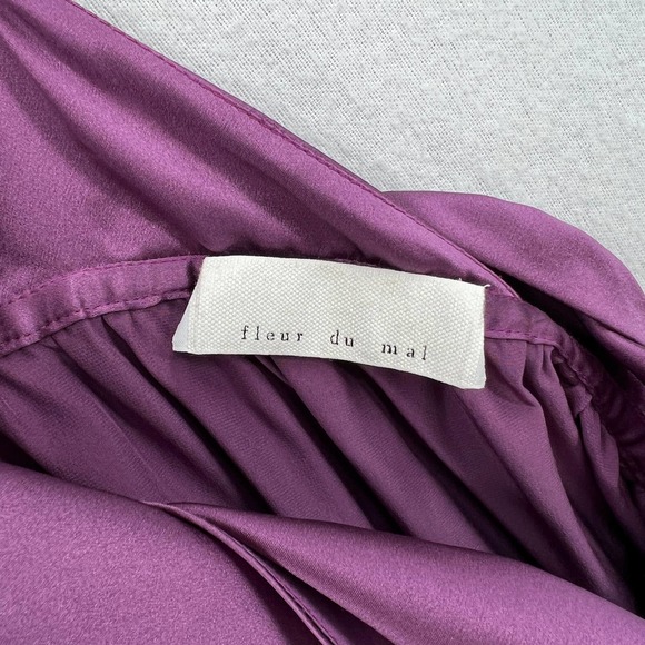 FLEUR DU MAL Dress Womens Small Purple Silk Halter Maxi High Slit Surplice - Picture 9 of 16